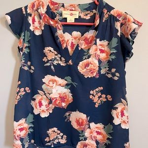 Blue Floral Blouse